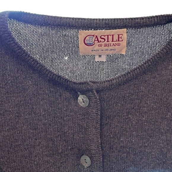 Castle of Ireland Womens Cardigan Sweater Merino Wool Angora Medium Vtg Flaws - Picture 7 of 16